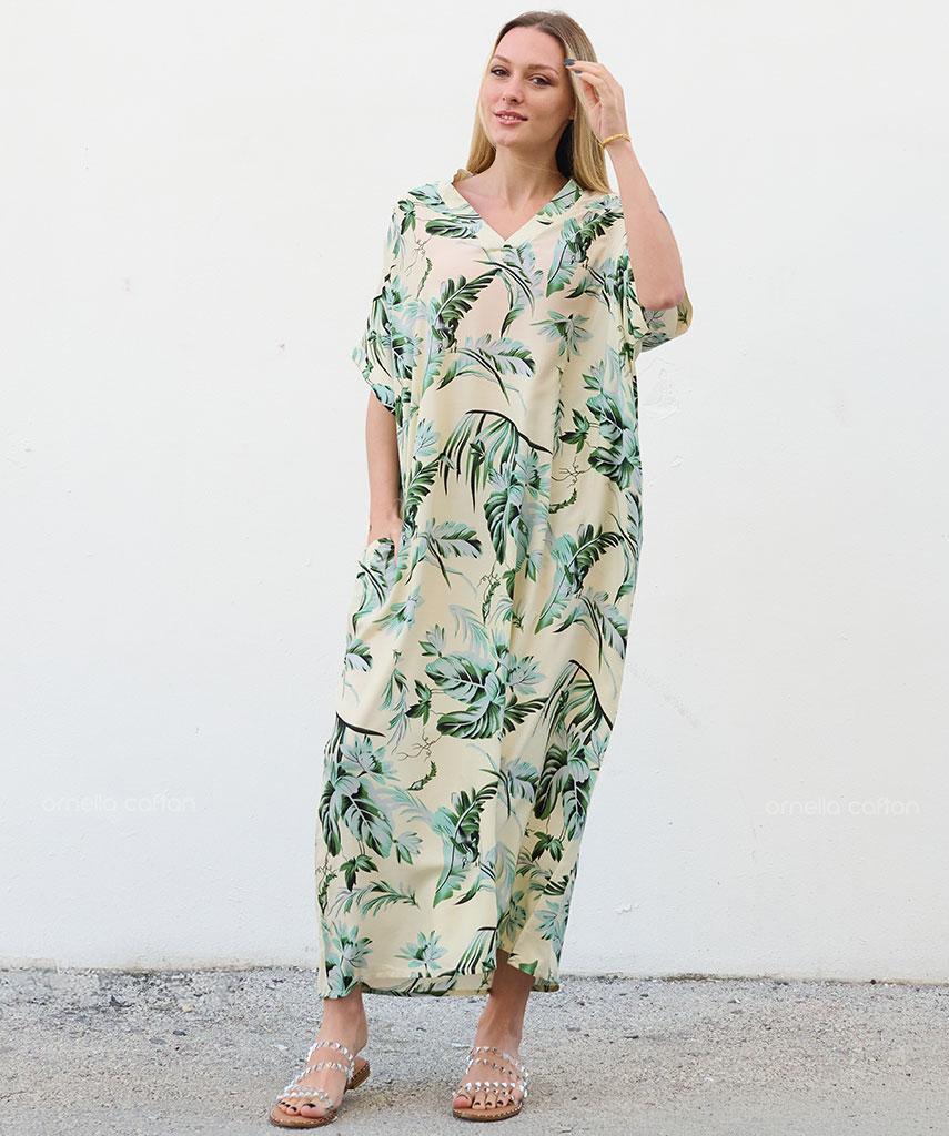 Summer Plus Size Loose Fit Vacation V-Neck Short Sleeve Maxi Dress Women Beach