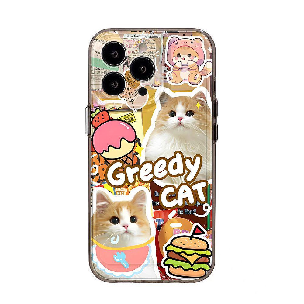Hamburger Cat Is Suitable for iPhone17promax Mobile Phone Case Apple 15 Transparent 16/14 Fine Hole 13 Anti-drop.
