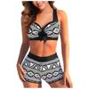 Two Piece Sexy Ladies Split High Waist Printed Bikini Female Fashion Vintage Swimwear with Bra Pads and No Steel Bra Swimsuit