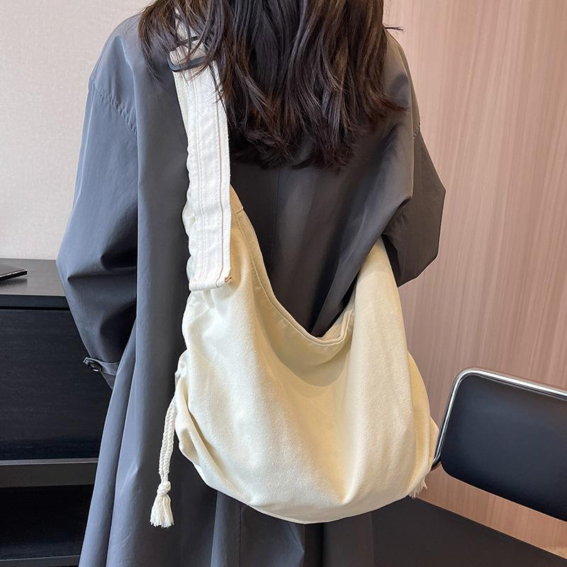 Canvas Bags  Large Capacity  New Style for Girls  Solid Color Dumpling Bags  One Shoulder Crossbody Bags