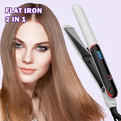 2 In 1 Hair Straightener and Curling Iron 10s Fast Heat Up Flat Iron Professional Ceramic Coating Smoother Hair Styling Tool