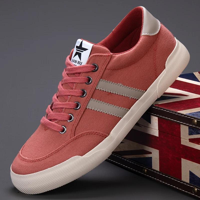 New Retro Red Canvas Shoes Men Spring Summer Men's Casual Shoes Designer Lace-up Vulcanized Shoes for Men Flat Sneakers