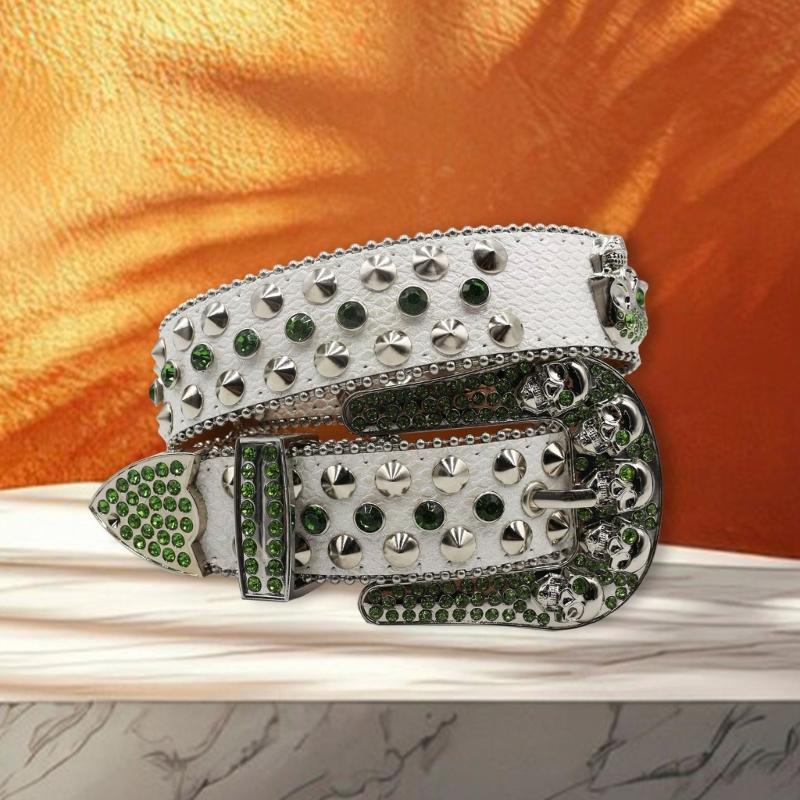 Blingbling Rhinestones Waist Belt Studded Grommet Buckle Rivets Costumes Rhinestones Heavy Duty for Jeans Pants
