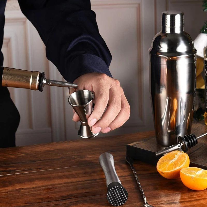 16-Piece Stainless Steel Cocktail Shaker & Bar Tool Set with Measuring Cups