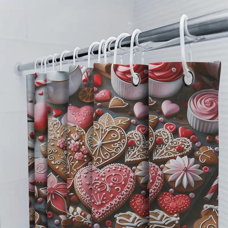 3D Heart Cookies Shower Curtain | Sweet and Romantic Bathroom Decor