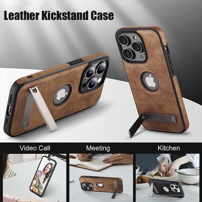 Luxury Leather Kickstand Phone Cases for IPhone15 Pro 13 Pro Max 14 Plus 12 11 Soft Silicone Case Shockproof Flexible Soft Protection Cover