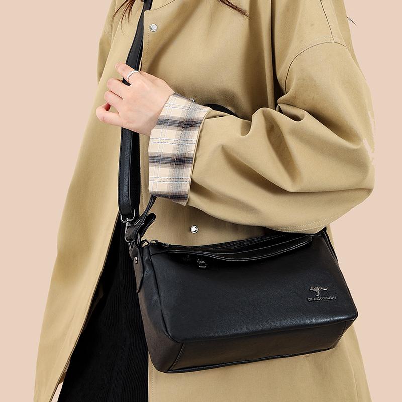 Modische Schultertasche aus Kunstleder, Damen Handtasche in Unifarbe, Retro Schultertasche, Umhängetasche mit mehreren Fächern, geeignet für den täglichen Gebrauch und zum Einkaufen