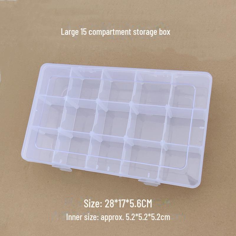 Transparent Detachable Nail Extension Storage Box with 15 Compartments
