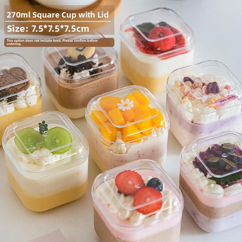 Transparent Handheld Dessert Packaging Box 2-Inch Mousse Cake Small Western Pastry Packaging Box Wood Shavings Cup Pudding Co...