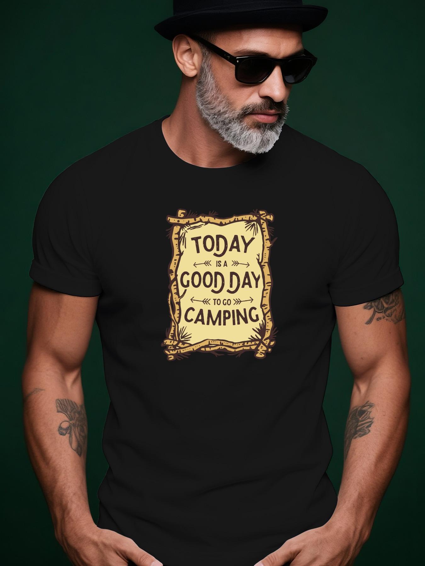 Camping Pattern Trendy Streetwear Summer Casual Round Nec... XL