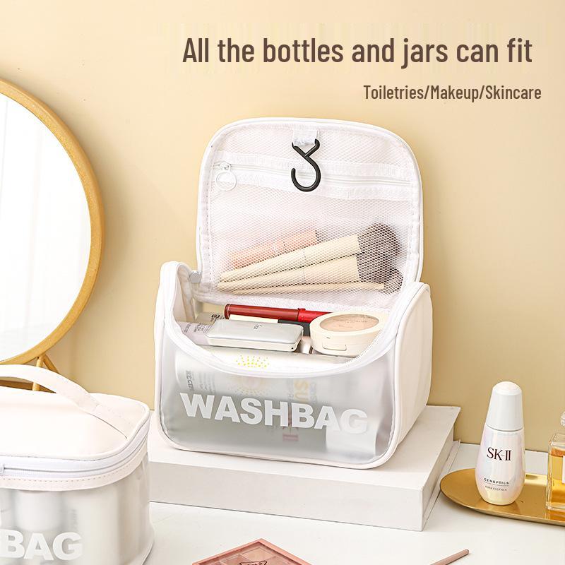 Frosted PU Large Capacity Transparent Travel Makeup and Toiletry Bag