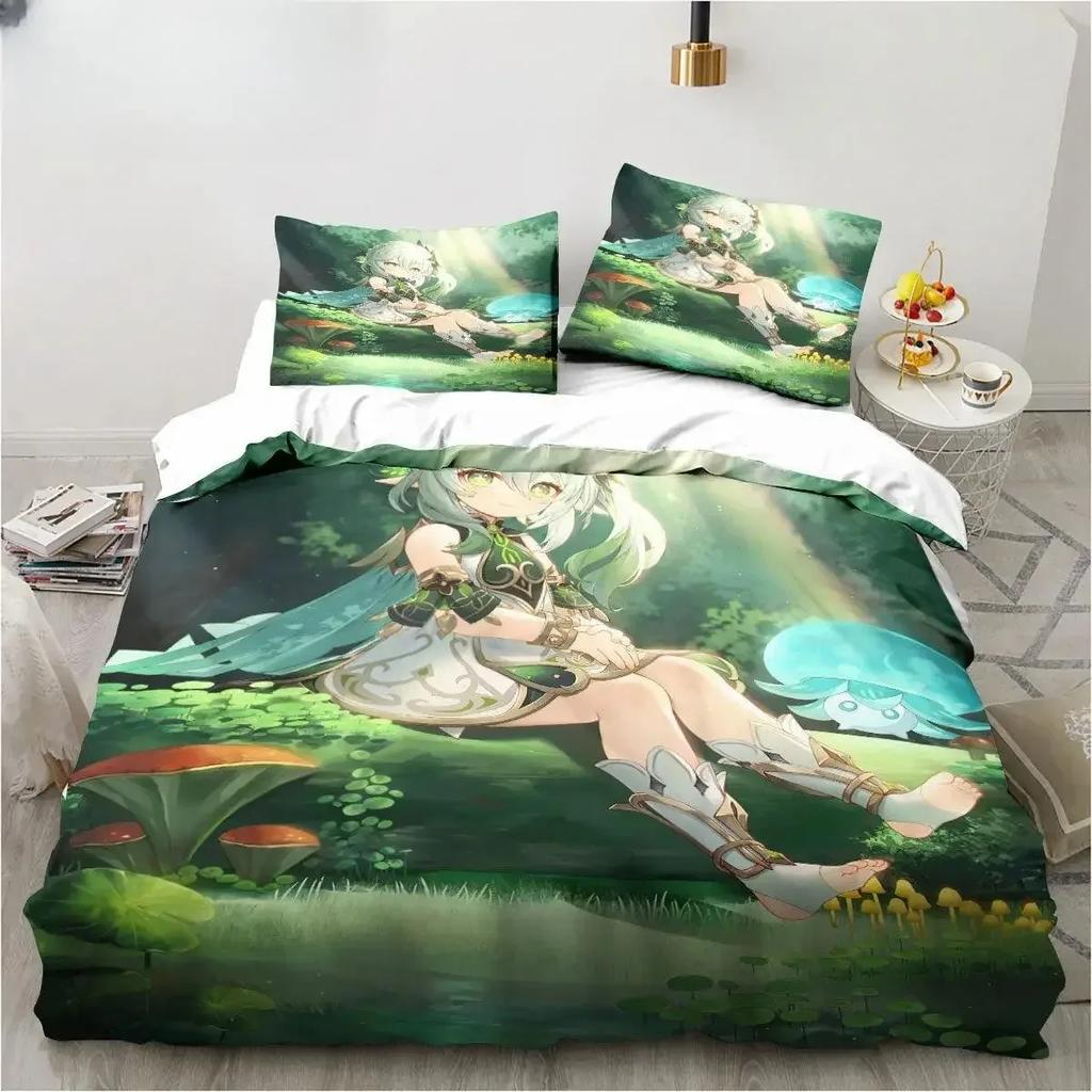 Genshin Impact Nahida Kawaii Cute Comfortable Duvet Quilt Cover Pillowcase Bedding Set Children Bedroom Decoration Home Textile
