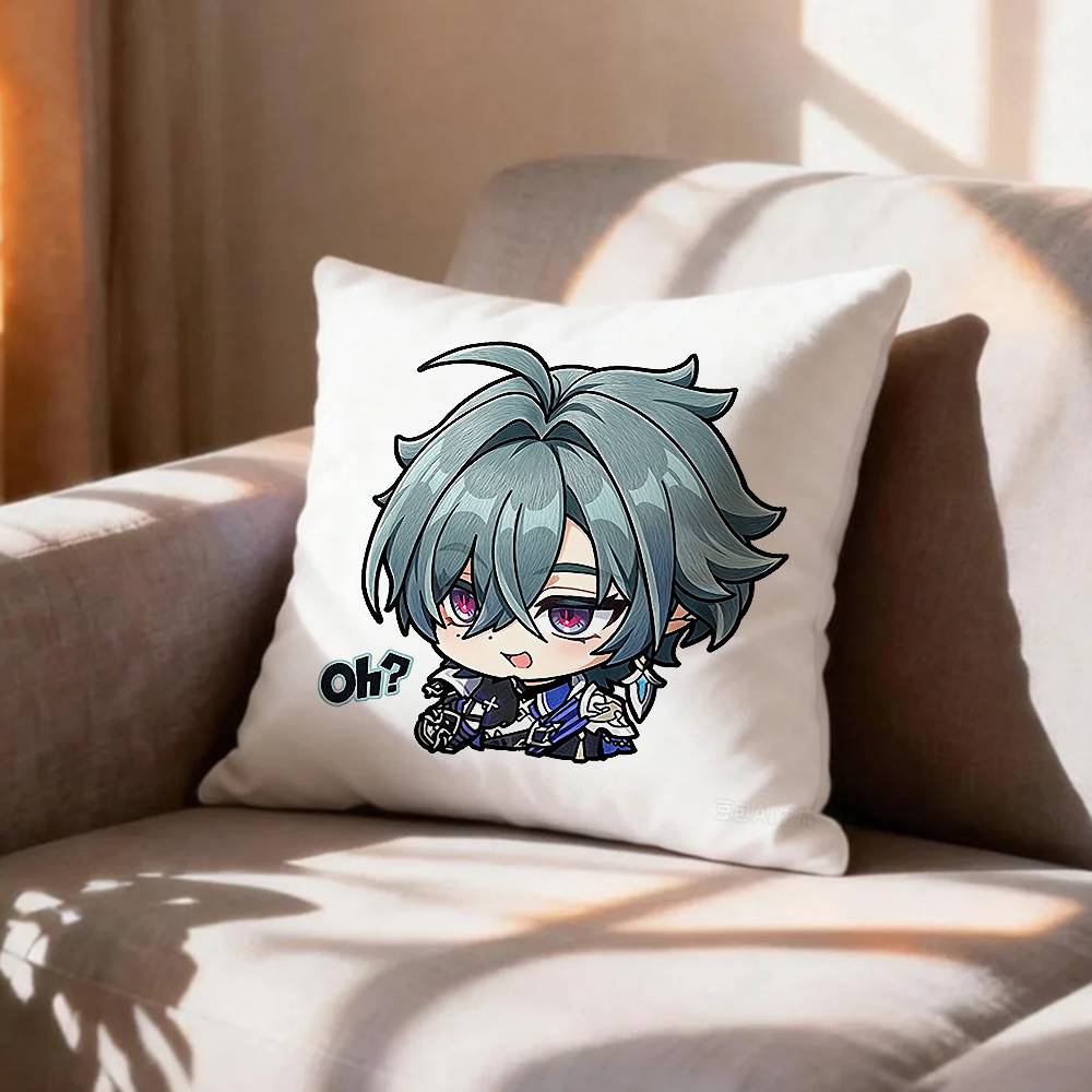 Genshin Impact Cryo LLohen Polearm Pillow Case Pattern Printed Pillowcase For Living Room Sofa Cushion Cover