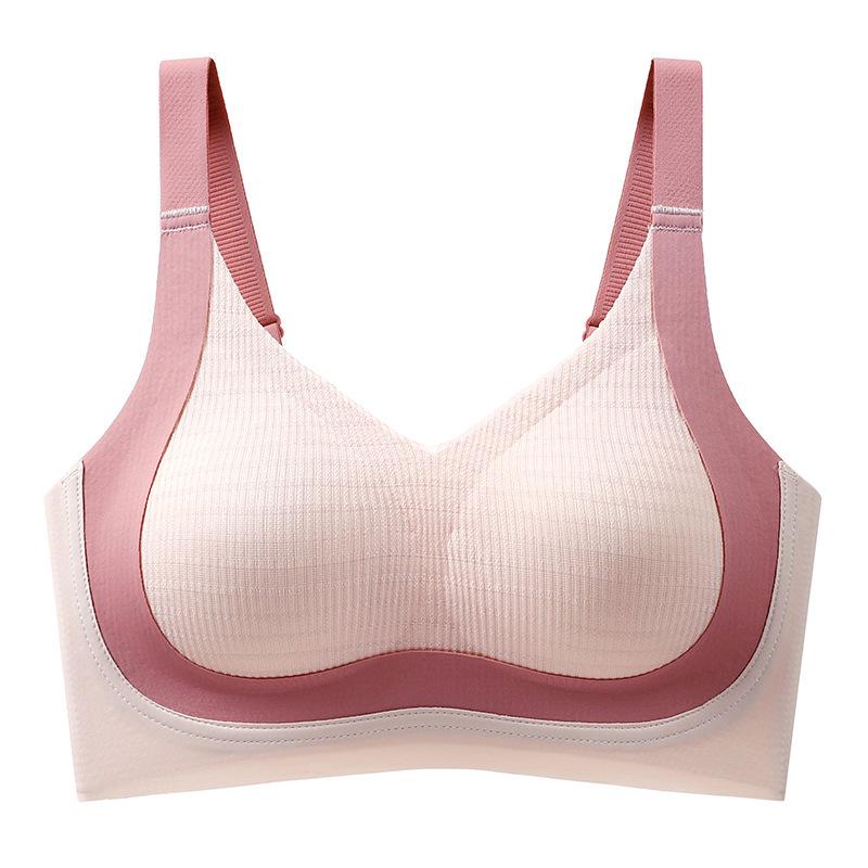 

Бесшовный женский спортивный бюстгальтер: Большая поддержка груди, без стального кольца, антипровисание, прохладный комфорт, жилетный стиль XL (120-140 lbs, 38/85BCD) светло-розовый