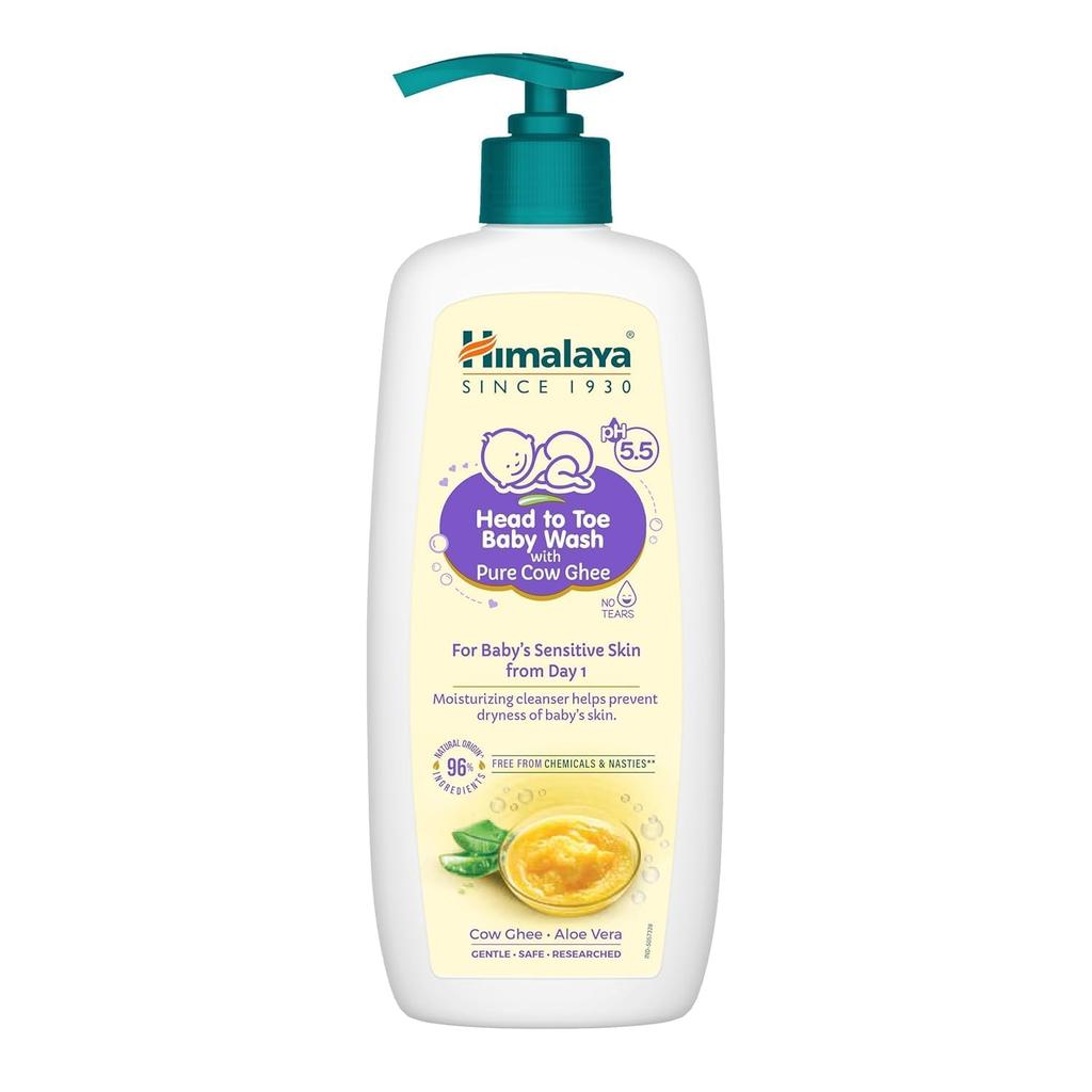 Himalaya Head To Toe Baby Wash With Pure Cow Ghee 400Ml | Ph 5.5 | Aloe Vera | Soap Free | Safe For Newborns | For Baby'S Sensitive Skin From Day 1