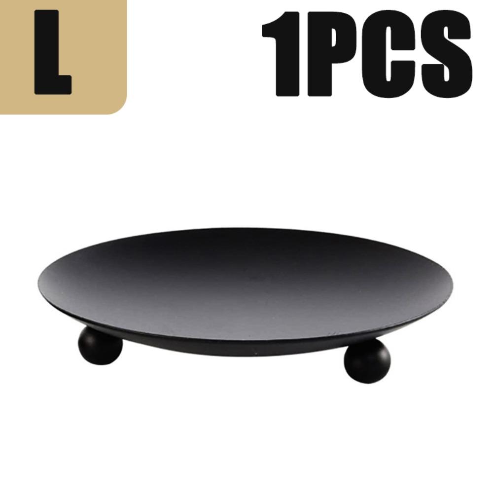 1Pc New Tray Base Candle Holders Iron Black Golden Color Decorative Candlestick Round Shape Candle Stand Home Decor