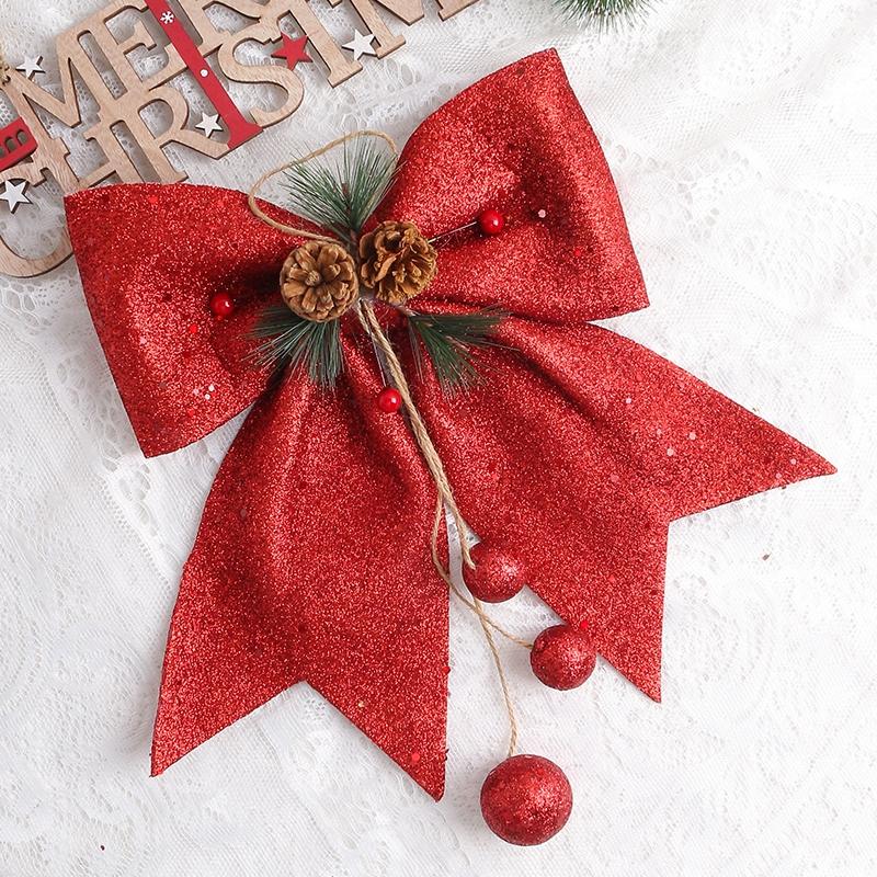 

1 шт. Рождественское украшение Бант Красный блестящий бант 30 см Подвески-украшения для рождественской елки для домашнего декора Рождественские новогодние подарки Аксессуар as show красный