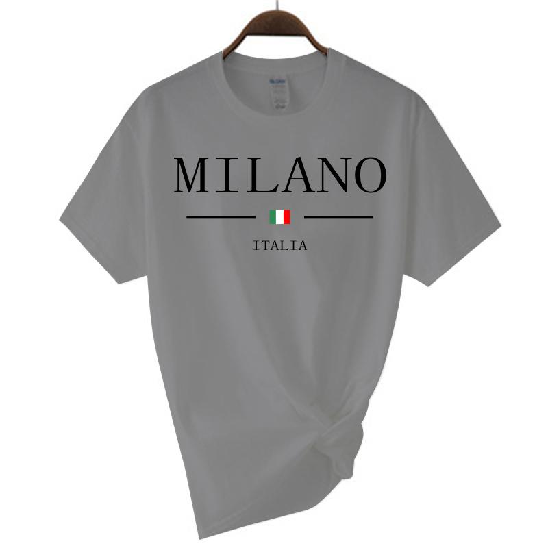 2024 Summer Milano Letters Printing Y2k T-shirt For Man Short Sleeved Luxury Tees For Men's Clothing Loose Pure Cotton Soft Tops