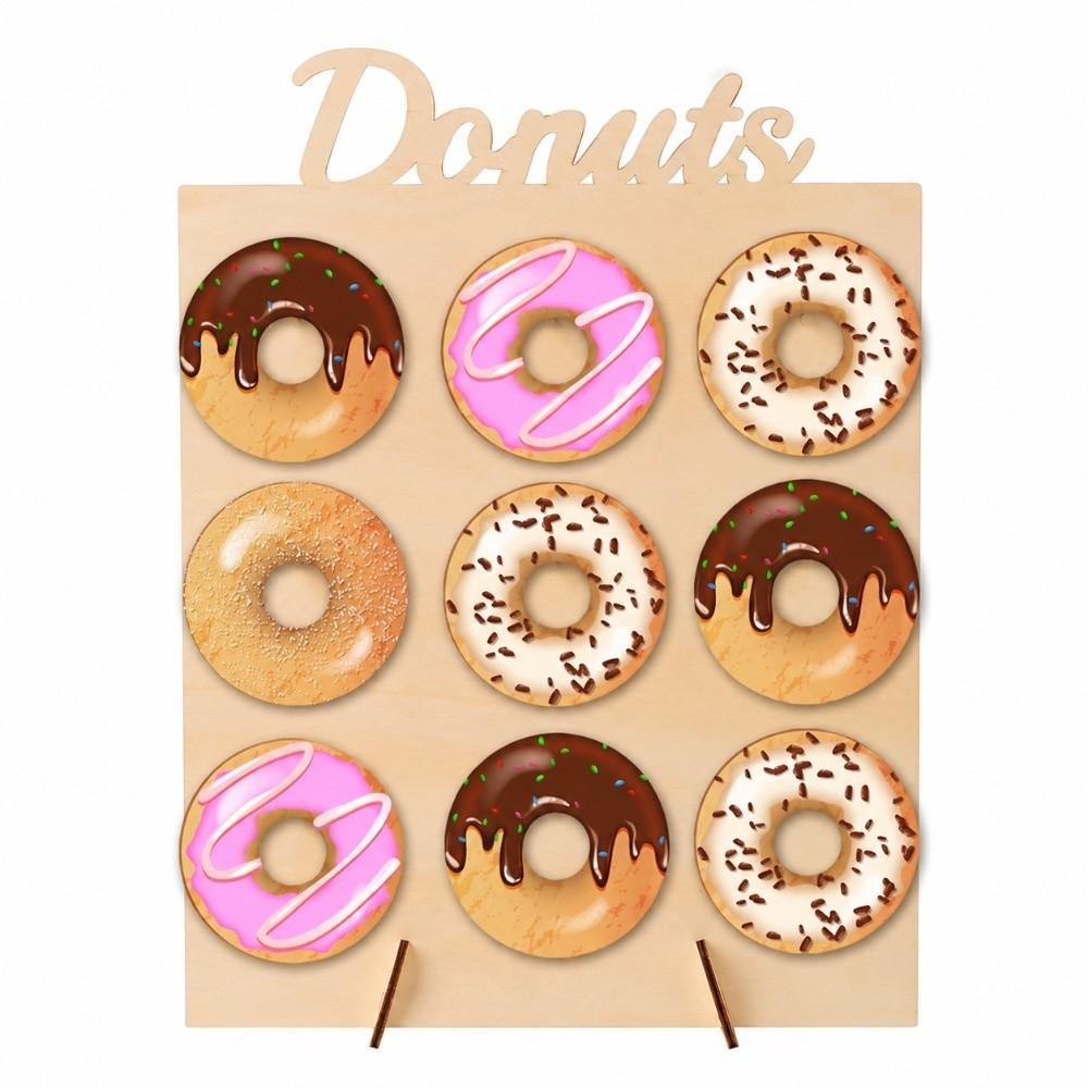 9 Capacity Doughnut Display Stand Wooden Household Doughnut Rack Wedding Supplies