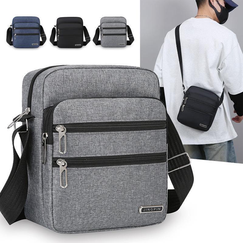 Bolso de hombro para hombre, de negocios, de ocio, de gran capacidad, portátil, con cremallera, multicapa, impermeable, de verano, bolsos cruzados para hombre