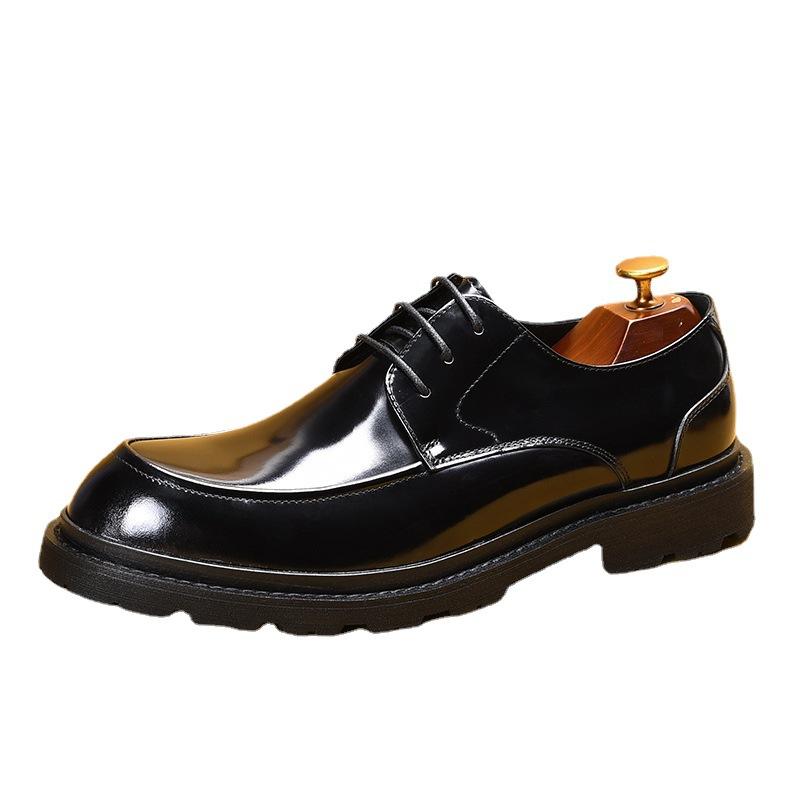 [In The Event] Amazon Men'S Shoes, Genuine Leather Shoes, Men'S Formal British Derby Shoes, Patent Leather Glossy Business Shoes