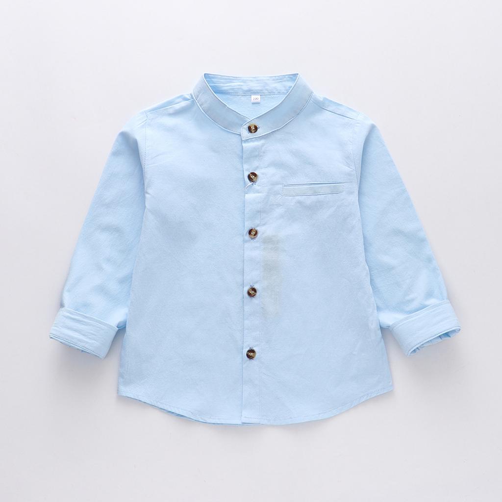 Chemise Décontractée à Boutons, Col Mao et Manches Longues pour Enfants