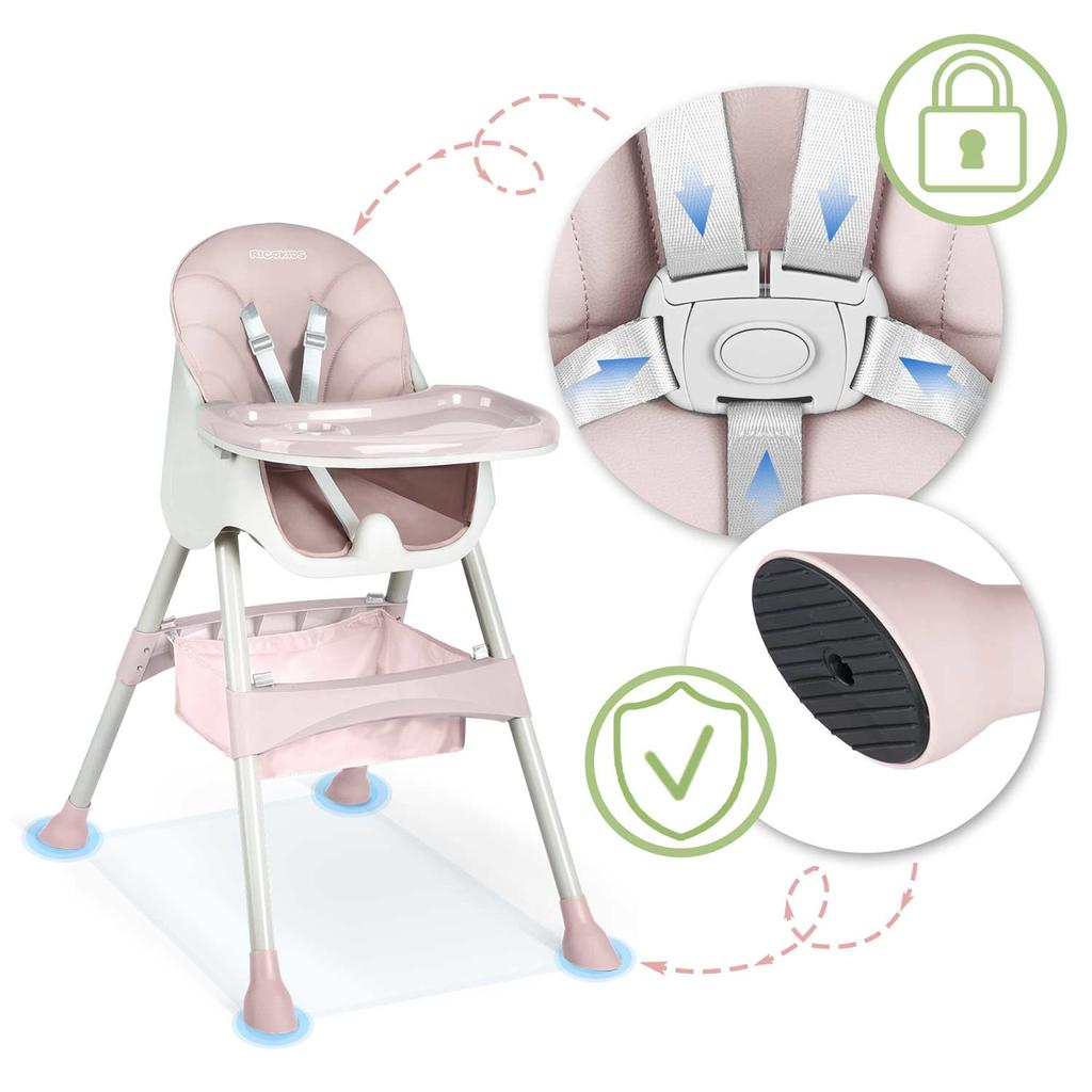 Milo Pink High Chair With Table