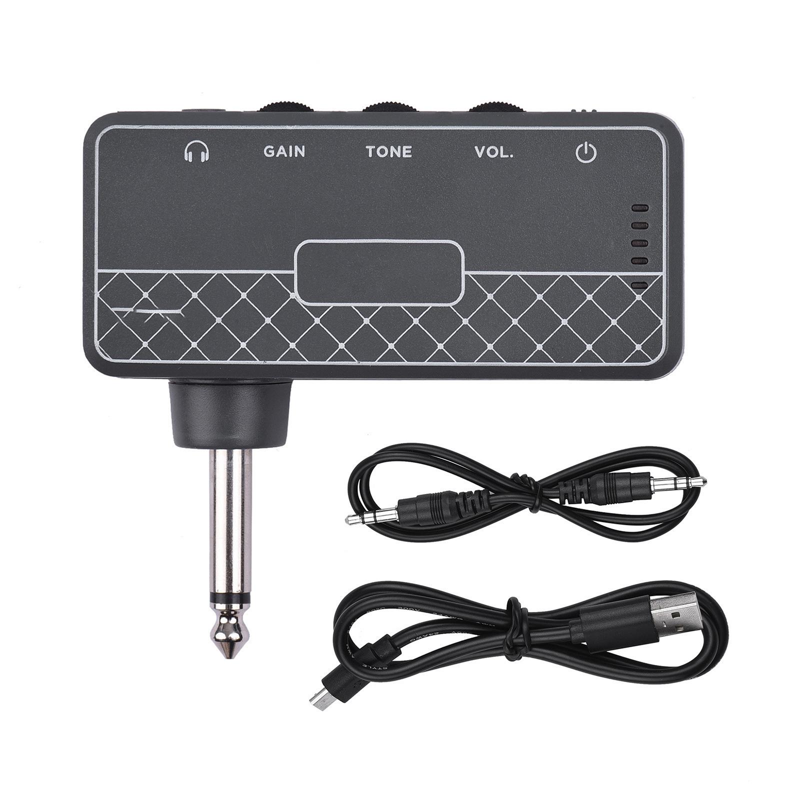 

Electric Guitar Headphone Amplifier Guita Earphone Amp 3.5mm 1/8inch Headphones Jack Built-in Rechargeable Battery