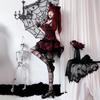 Halloween Cosplay Dress with Zipper Punk Red and Black [Milky Time] Pattern, Style, Lace, (Lace)