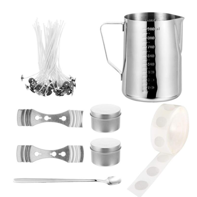 1 Set Candle Making Kit Pouring Pot Wicks Sticker DIY Candle Fixator Craft Tools Diy Handmade Wax Candles with for Wedding Party