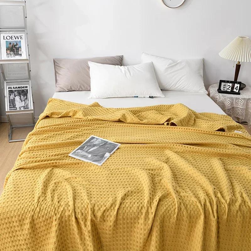 Waffle Pure Cotton Towel Quilt Full Cotton Gauze Cover Blanket Lunch Break Towel Blanket Summer Cool Gauze Quilt