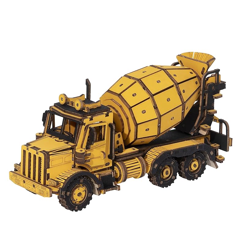 

Tsukurunsu® [Official Japanese sales/Japanese instruction manual included] Robotime 3D wood puzzle Working car series series (concrete mixer)
