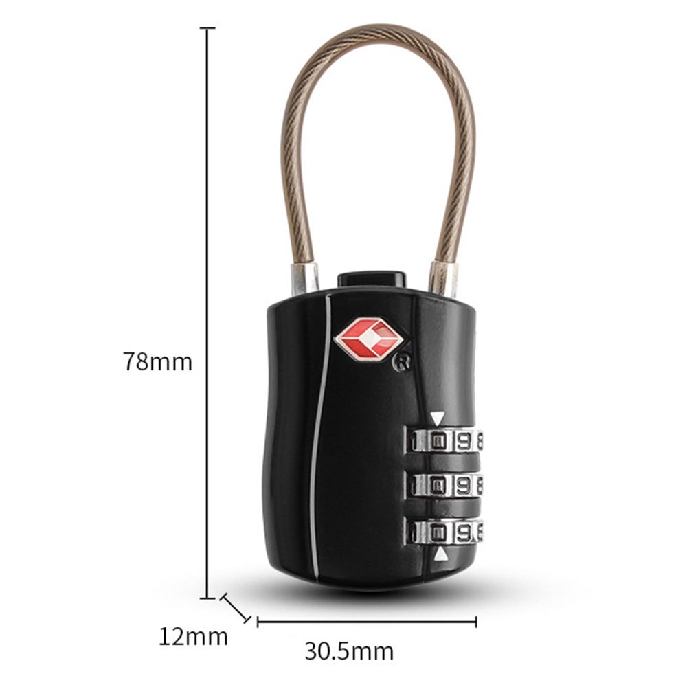 Security Multi-purpose TSA Customs Lock Anti-theft Safely Code Lock 3 Digits TSA Steel Wire Lock