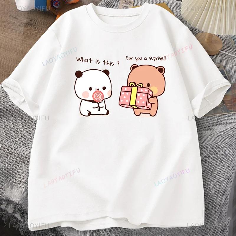 Happy Birthday PANDA BEAR T-shirt Bubu and Dudu Love Graphic T Shirts Harajuku Cotton Short Sleeve Unisex Clothing Couple Outfit