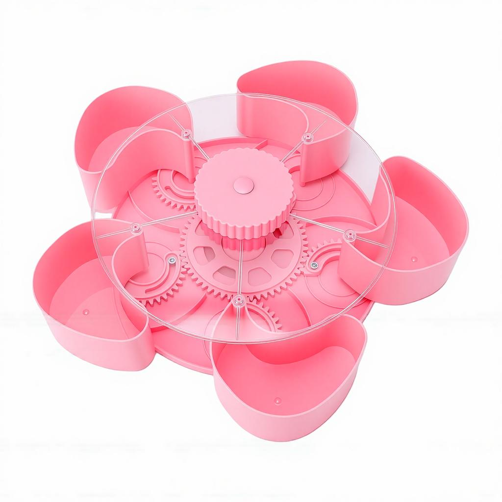 Rotating Snack Tray 5 Compartments Non Slip Base Divided Spin and Snack Serving Tray for Parties