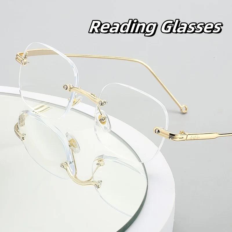 Luxury Presbyopia Glasses Anti Blue Light High-definition Women Fashion Frameless Reading Eyewear