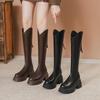 Fashion Women's Boots Knee High Boot High Quality Fashion Round Toe Rear Zipper Thick-soled V-mouth Women Boots Knight Boots Botas Mujer