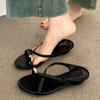 Fashion Female Metal Footwear Sandals Shoes 2025 Summer Fashion Shallow Women Sandals Casual Slip On Shoes Retro Trend Flip Flops