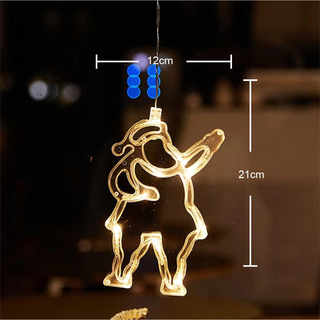 Led Christmas Window Lights Battery Powered Star Tree Light Tabl Warm White For Suction Cup Santa Claus Reindeer Gift Snowman