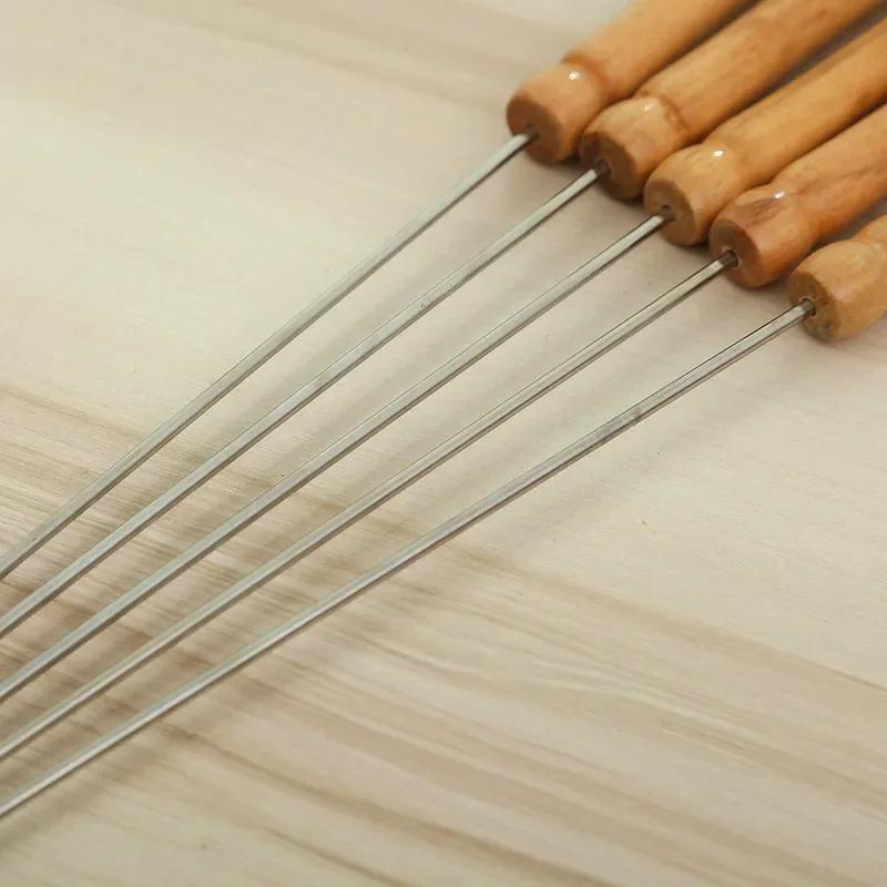 10Pcs Stainless Steel Barbecue Skewer Reusable BBQ Skewers For Outdoor Camping Picnic Cooking Tools BBQ Supplies