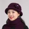 Plush Floral Knitted Bucket Hat Flower Warm Fisherman Hat Sweet Woolen Hat Middle-aged Elderly