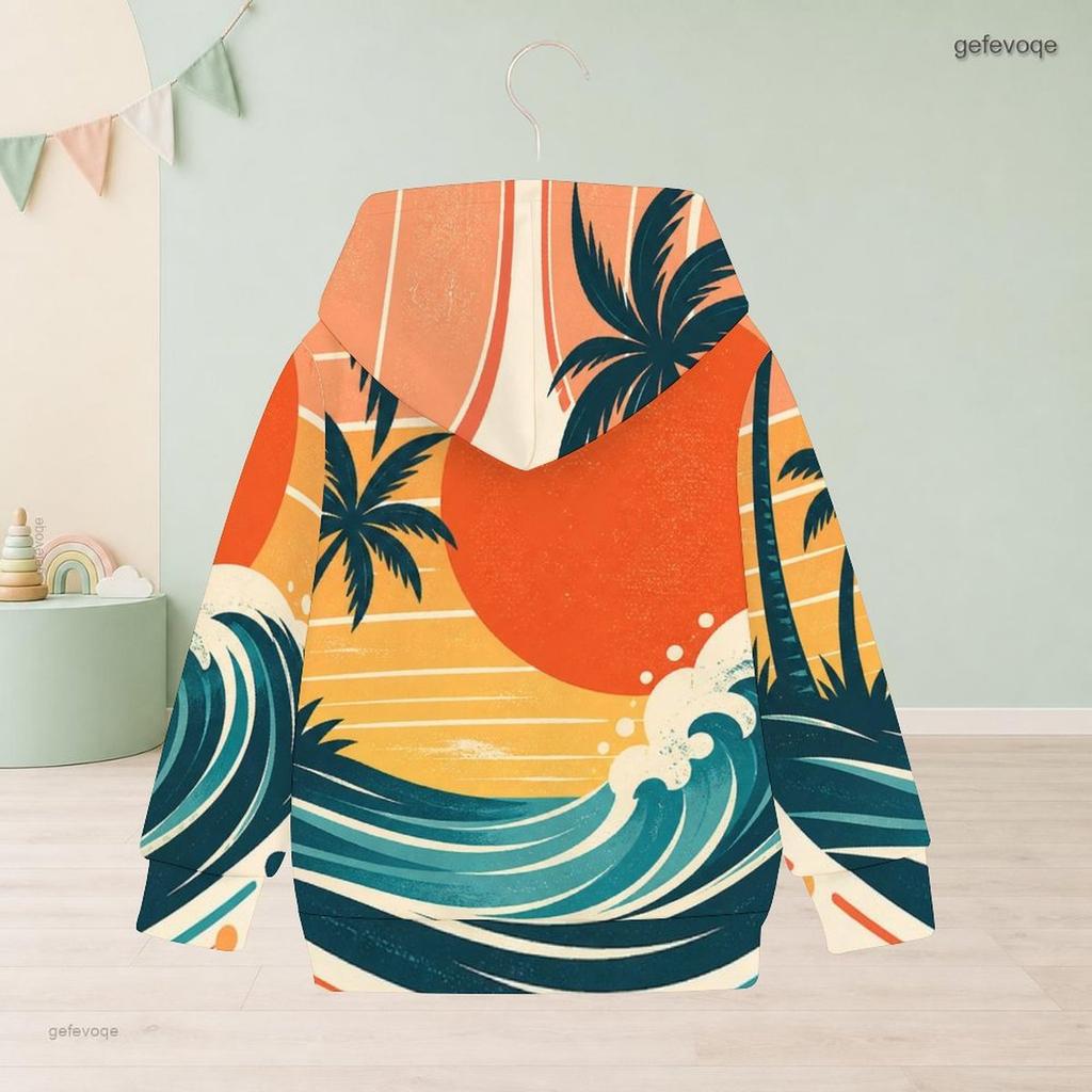Girls Long Sleeve Hooded Pullover Cartoon Avocado Printed White Casual Sweatshirt