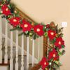 Red Poinsettia Floral String Lights Durable Plastic Holiday Lights Battery Powered Garland For Home Indoor Outdoor Decor