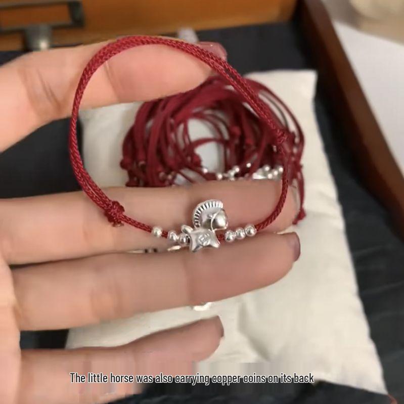 Year of the Horse 999 Sterling Silver Zodiac Bracelet, Red String for Birth Year, Unisex Gift for Couples, Friends & Kids