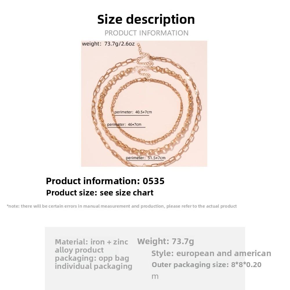 Collier Métal Rétro Niche Personnalisé Chaîne Épaisse Pendentif Alliage Amour Ensemble de Colliers pour Femmes