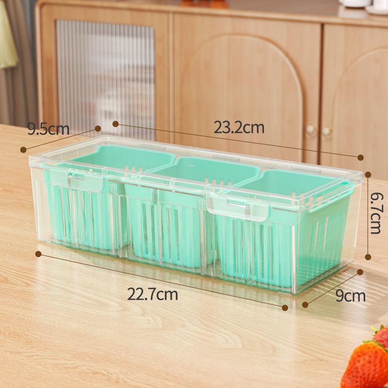 

3-layer Fresh-keeping Box, Container for Draining and Storing Scallions, Ginger and Garlic, Kitchen with Lid, Fresh-keeping Box зелений