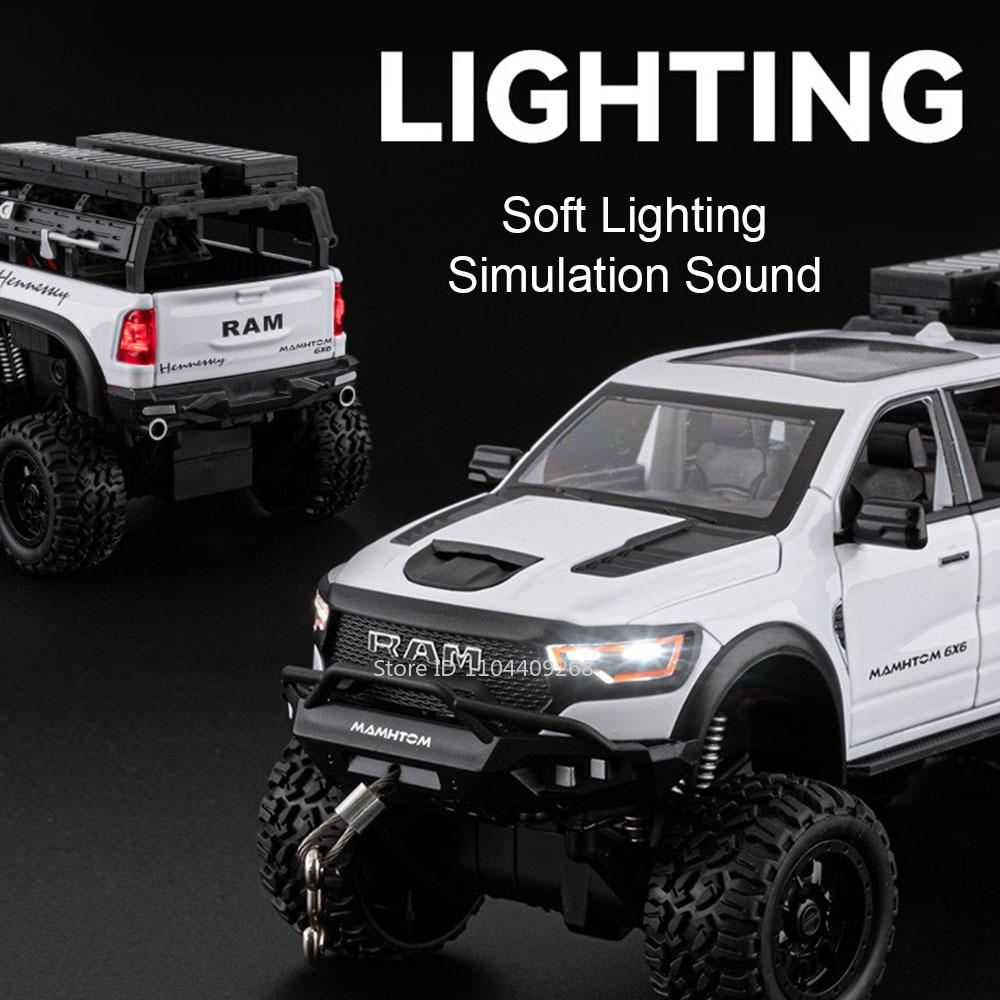 1:24 RAM MAMMOTH Tank 500 Hi4-T SUV Model Car Toy Alloy Diecast Pull Back Shock Absorption Off-road Vehicle Boys Holiday Gifts