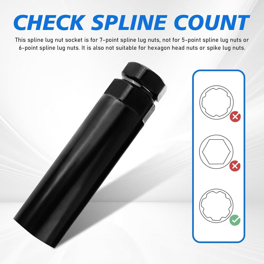 7 Spline Lug Nut Socket, Wheel Lug Nut Key, Locking Lug Nut Removal Tool, Fuel Rim Lug Nut Lock Removal for 19 mm(3/4 Inch)&21 mm(13/16 Inch),