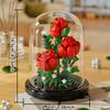 Potted Succulent Building Block Bouquet Desktop Plant Ornament with Dust Cover, Rose Sunflower Assembly Toy, Christmas Gift
