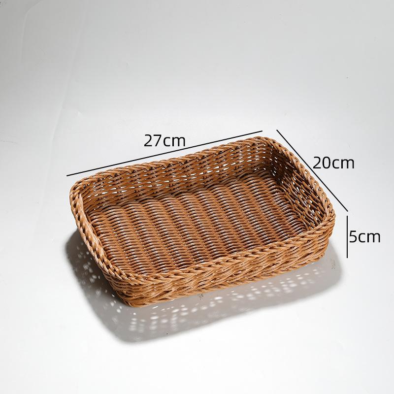 Handwoven Hardness Rattan Wicker Woven Serving Baskets Household Bread Fruit Vegetables Basket Rattan Basket Restaurant Display